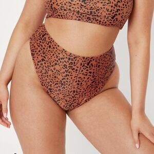 Nasty Gal Leopard High Waisted Bikini Bottoms 16 NWT
